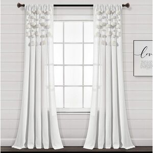 Lush Decor Boho Pom Pom Tassel Linen Window Curtain Panel
